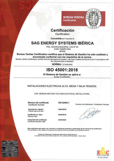 Imagen Certificado ISO 45001:2018